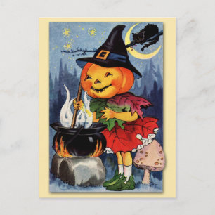 Halloween-Kürbiskopf-Fee! Postkarte