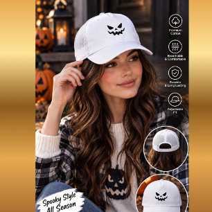 Halloween-Kürbiskopfhut – Minimalistischer Jack O  Truckerkappe