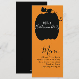 Halloween-Kürbiskostüm-Party-Menü Feiertagskarte