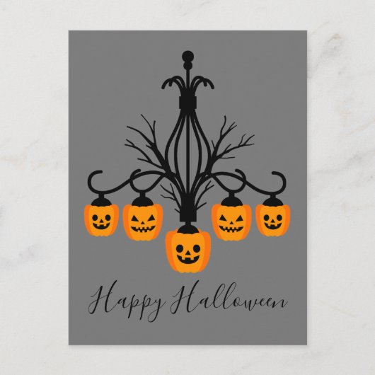 Halloween Kürbiskronleuchter Postkarte (Vorderseite)