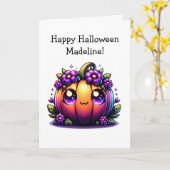 Halloween-Kürbiskugel und -färbereien Karte (Gelbe Blume)