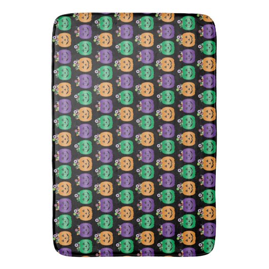 Halloween Kürbislaterne Candy Pail Badematte (Vorderseite Vertikal)