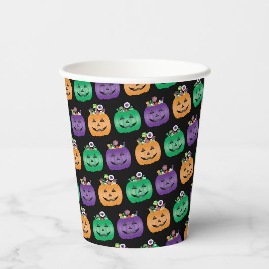 Halloween Kürbislaterne Candy Pail Pappbecher (Rückseite)