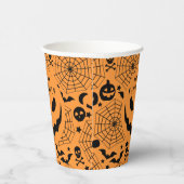 Halloween Kürbislaterne Creepy Face Orange Pappbecher (Rechts)