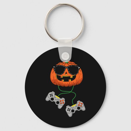Halloween Kürbislaterne Gamer Boys Kids Men Fun H Schlüsselanhänger (Vorderseite)