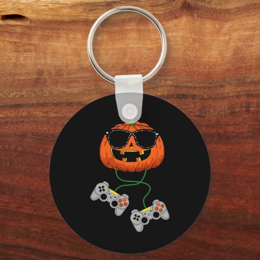 Halloween Kürbislaterne Gamer Boys Kids Men Fun H Schlüsselanhänger (Vorderseite)