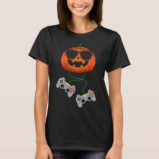 Halloween Kürbislaterne Gamer Boys Kids Men Fun H T-Shirt (Vorderseite)