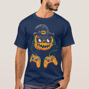 Halloween Kürbislaterne Gamer Pumpkin mit Hat Sw T-Shirt