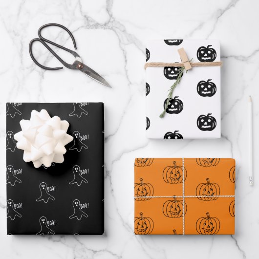 Halloween-Kürbislaterne Geschenkpapier Set (Vorderseite)