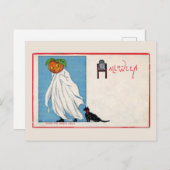 Halloween Kürbislaterne Ghost Black Cat Vintag Postkarte (Vorne/Hinten)