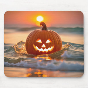 Halloween-Kürbislaterne im Ozean Mousepad