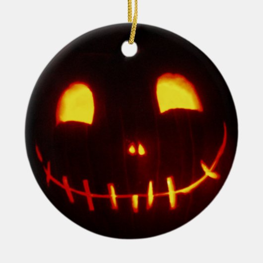 Halloween-Kürbislaterne Keramik Ornament (Vorne)