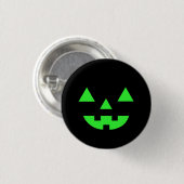 Halloween-Kürbislaterne-Kürbis-Gesichts-Grün Button (Vorne & Hinten)