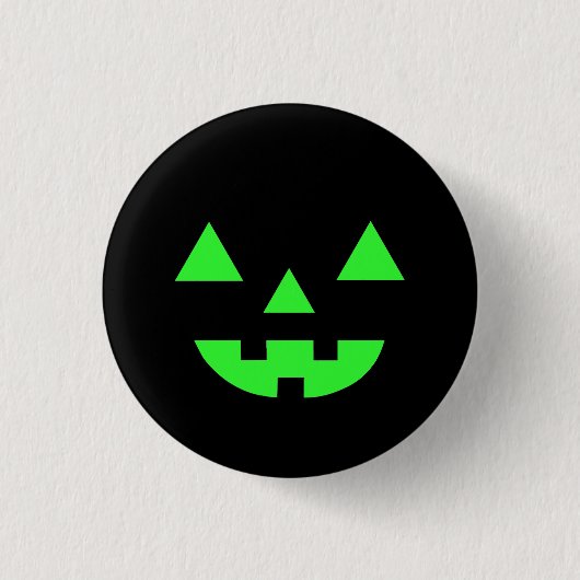 Halloween-Kürbislaterne-Kürbis-Gesichts-Grün Button (Vorderseite)