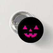 Halloween-Kürbislaterne-Kürbis-Gesichts-Rosa Button (Vorne & Hinten)