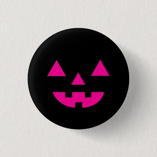 Halloween-Kürbislaterne-Kürbis-Gesichts-Rosa Button (Vorderseite)