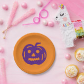 Halloween-Kürbislaterne lila und orange Pappteller (Party)