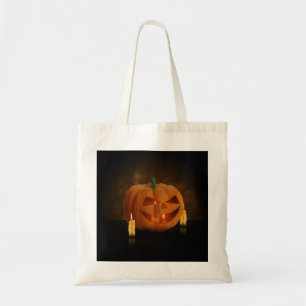 Halloween-Kürbislaterne mit Kerzen Tragetasche