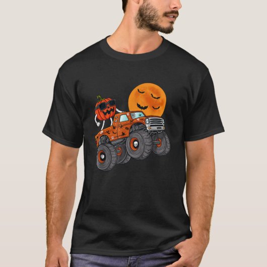 Halloween Kürbislaterne Monster Truck Kleinkind Bo T-Shirt (Vorderseite)