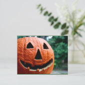 Halloween-Kürbislaterne nah Postkarte (Stehend Vorderseite)