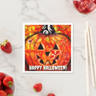 Halloween Kürbislaterne Orange Personalisiert Serviette