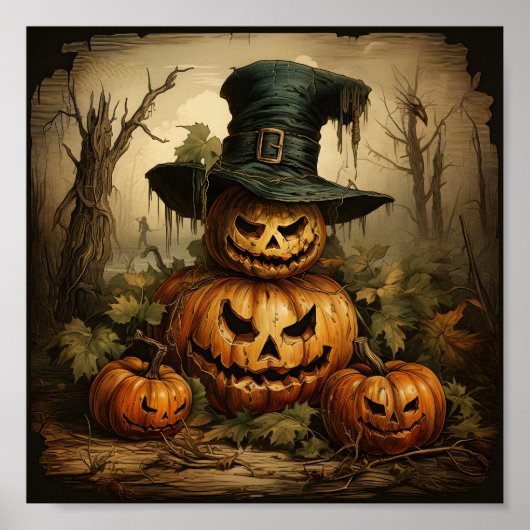 Halloween Kürbislaterne Orange Pumpkins Poster (Vorne)