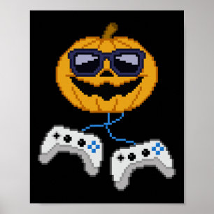 Halloween Kürbislaterne Pixated Gaming Gamer Bo Poster