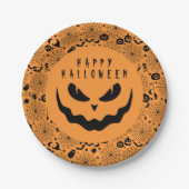 Halloween Kürbislaterne Pumpkin Creepy Face Pappteller (Vorderseite)