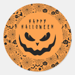 Halloween Kürbislaterne Pumpkin Creepy Face Runder Aufkleber