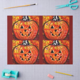 Halloween Kürbislaterne Pumpkin Floral Decoupage Seidenpapier