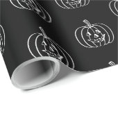 Halloween-Kürbislaterne Schwarz-weiß Geschenkpapier (Rolleneckpunkt)