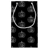 Halloween-Kürbislaterne Schwarz-weiß Kleine Geschenktüte (Rückseite)