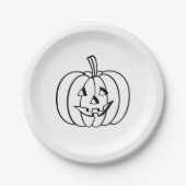 Halloween-Kürbislaterne Schwarz-weiße Spott Pappteller (Vorderseite)