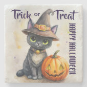 Halloween-Kürbislaterne Steinuntersetzer (Vorderseite)