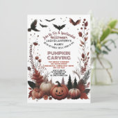 Halloween Kürbislaternen Pumpkin Carving Party Einladung (Stehend Vorderseite)