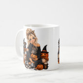 Halloween-Kürbismädchen Kaffeetasse (Vorderseite Links)