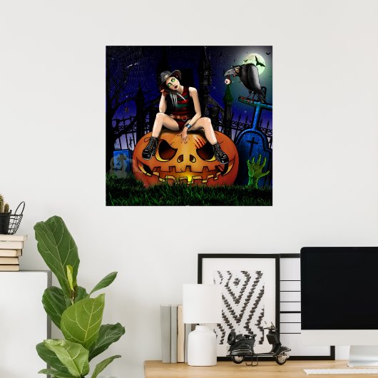 Halloween-Kürbismädchen Poster (Heimbüro)