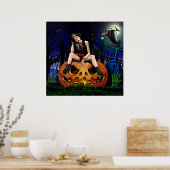 Halloween-Kürbismädchen Poster (Küche)