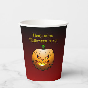 Halloween-Kürbismaske Pappbecher