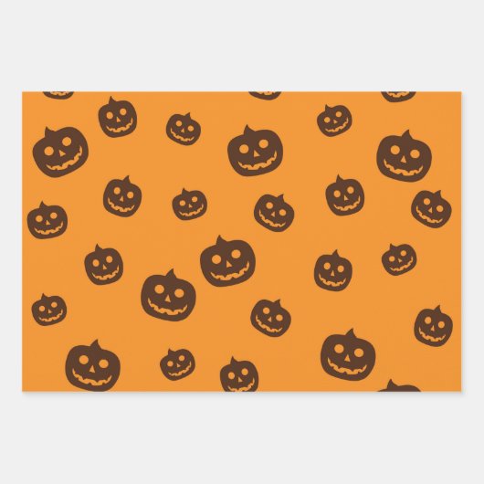 Halloween-Kürbismuster Geschenkpapier Set (Vorderseite)
