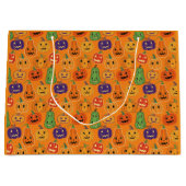 Halloween-Kürbismuster Große Geschenktüte (Vorderseite)