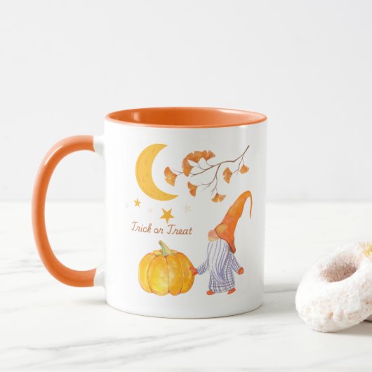Halloween-Kürbisorange-Tasse Tasse (Mit Donut)
