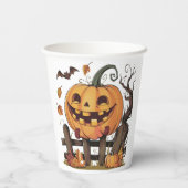 Halloween-Kürbispapiertasse Pappbecher (Rückseite)
