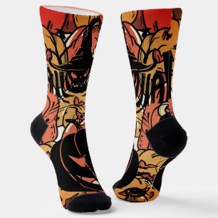 Halloween, Kürbisparty, Gruselige Kürbisse Socken