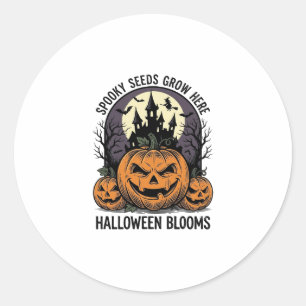 Halloween-Kürbisschloss Vintage Gruseliges T-Shirt Runder Aufkleber