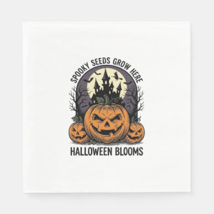Halloween-Kürbisschloss Vintage Gruseliges T-Shirt Serviette