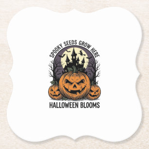 Halloween-Kürbisschloss Vintage Gruseliges T-Shirt Untersetzer