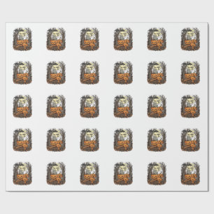 Halloween-Kürbisse Graue Katze Fledermaus Vollmond Geschenkpapier