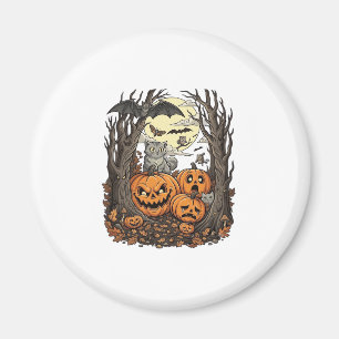 Halloween-Kürbisse Graue Katze Fledermaus Vollmond Magnet