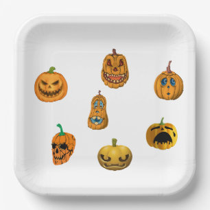 Halloween-Kürbisse. Pappteller